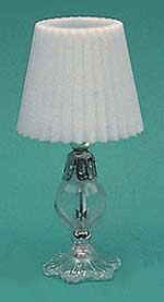 Dollhouse Miniature Chrysnbon White Table Top Oil Lamp with Shade CB104 